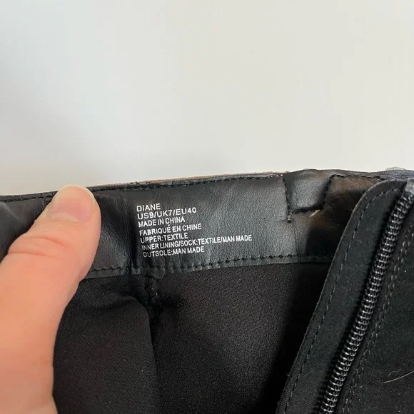 Shoe Dazzle Diane Tan Cream Black Heeled Boots booties size 9 zipper suede - Picture 8 of 10